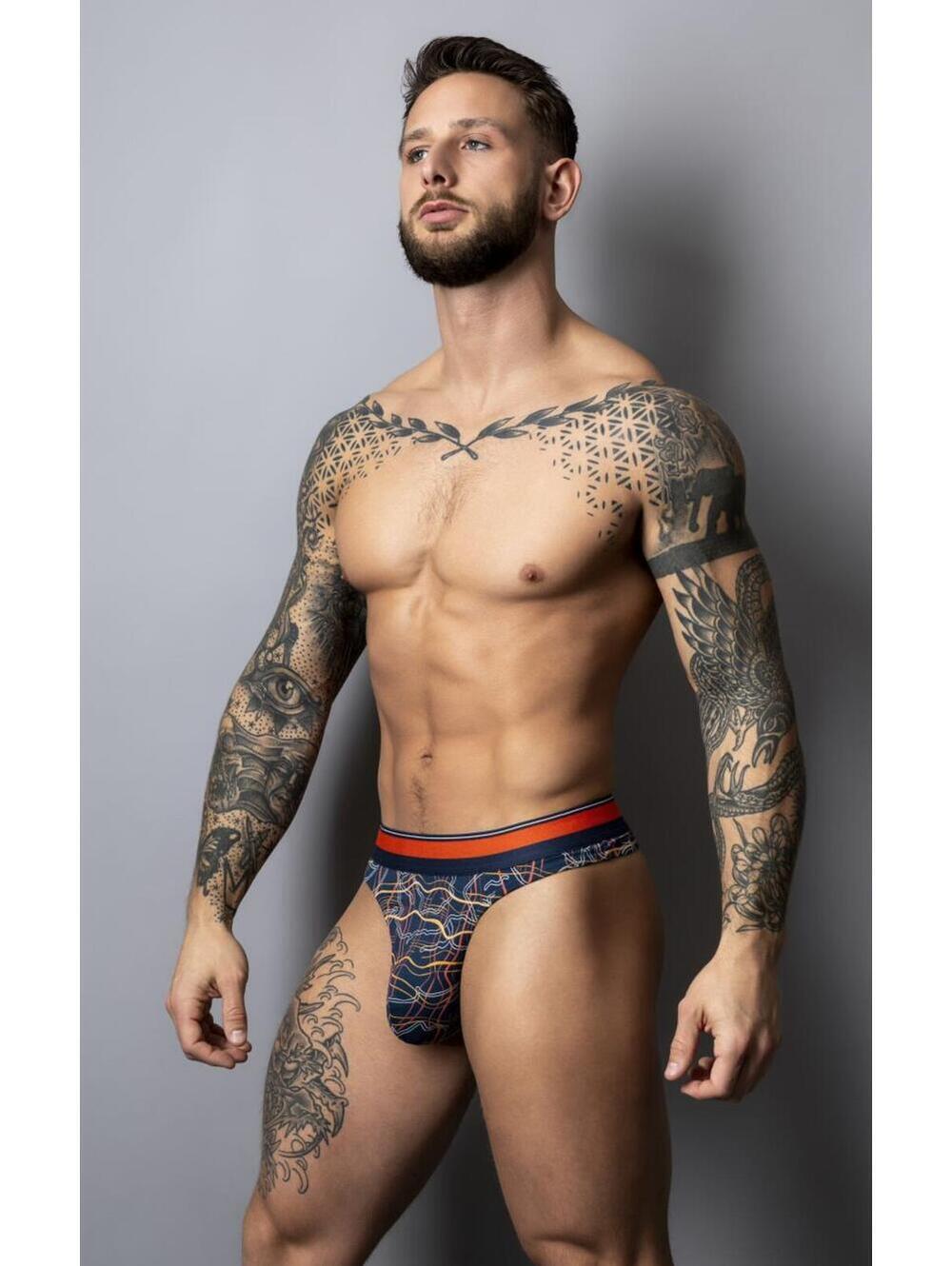 Male Power 412-299 Soo Cumfy Thong Color Navy-Orange